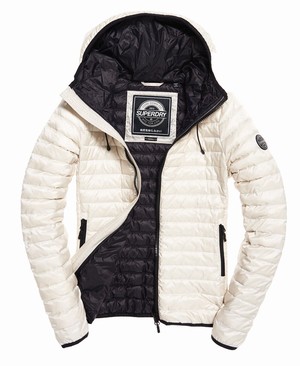 Superdry Core Down Hooded Női Kabát Fehér | LKZHA3751